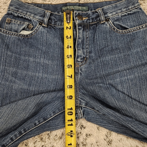 Lauren Jean Co. SZ 2P 100% Cotton Bootcut Blue Jeans White Floral Design - Picture 6 of 10